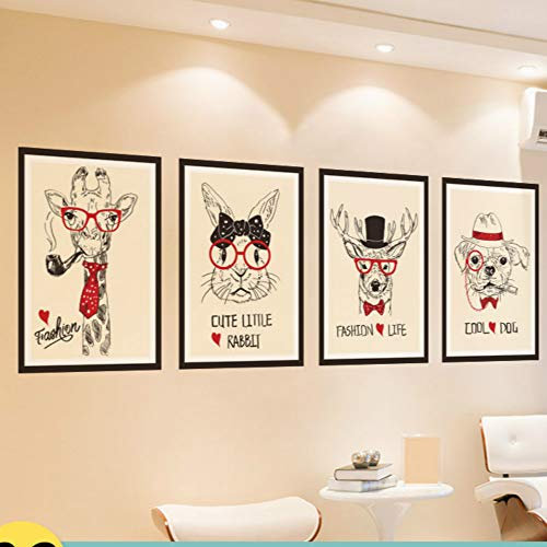 Animal Photo Frame Wall Stickers Decal Wallpaper, PVC Restaurant Living Room Bedroom Children's Room Art Home Decoration Mural, 60 * 90cm