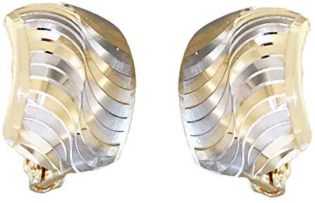 Breite Klappcreolen Gold 585 bicolor Ohrringe Creolen Gold 14kt Ohrschmuck Hobra-Gold
