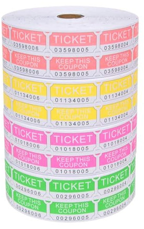 L LIKED 8000 boletos Dobles Surtidos para rifa 2000 por Rollo 50/50 (Rosa neón, Verde, Rojo, Amarillo)