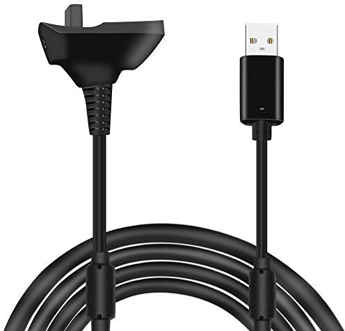 6Ft Charging Cable for Xbox 360, Wireless Controller USB Charging Cable Compatible with Microsoft Xbox360 / xBox 360 Slim Wireless Game Controllers