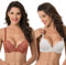 Curve Muse Women's Underwire Plus Size Push Up Add 1 and a Half Cup Lace Bras -2PK-Cream,Rust-44B (EU:100B)