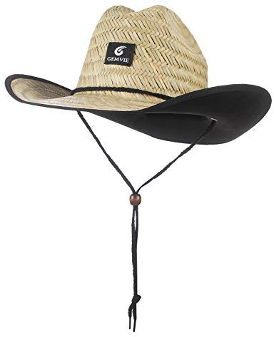 GEMVIE Sombrero de Cowboy de Paja Vaquero Panamá Sombrero de Sol ala Ancha Sombrero de Safari para Campo Viaje Playa