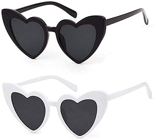 crazy bean Party Brille Herz Sonnenbrille Retro Sonnenbrille Herzform FüR Damen Partei Sonnenbrille Vintage Mode üBergroßE Klassische Glasses