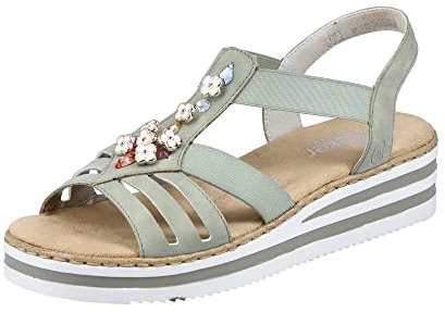 Rieker Femme V0245 Sandale, Vert, 37 EU