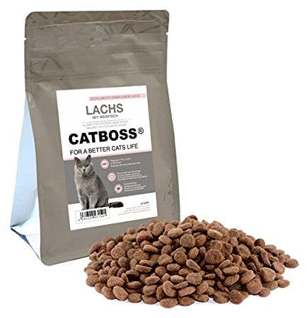 CATBOSS Trockenfutter für sterilisierte Katzen | getreidefreie Rezeptur | Verschiedene Sorten (Lachs mit Weißfisch, 300 g)