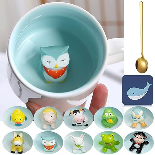 Arawat Gufo Mug Regalo 3d Animale Mug In Ceramica Divertente Tazza Di Caffè 350 Ml Tazza Di Tè Natale Tè Tazza Di Caffè Dolce Regalo Di Compleanno Per Il Fidanzato Fidanzato Zia Nonna