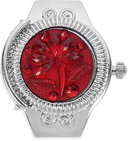 UKCOCO Quarz Fingerring Uhr: 1 Stück Runde Vintage Fingeruhr Ring Dekorative Vintage Rose Muster Flip- Up- Abdeckung Watch Thanksgiving Mädchen Frauen Damen
