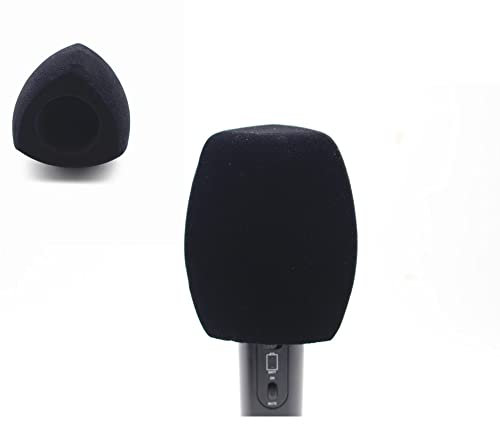 Flocked Mic Foam Windscreens Handhold Mic Foam Covers Windshields for TV Interview Microphones (Triangle, Black)