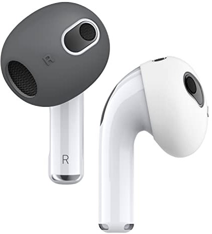 elago 2 Pairs 2 Colours Replacement Ear Tips Compatible with AirPods 3 [Fit in The Case] Anti Slip Premium Silicone Cover Compatible with AirPods 3rd Generation (Dark Grey/White)