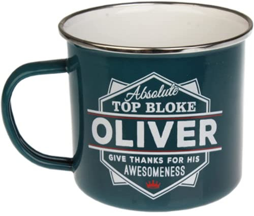 FabFinds Coffee Mug Personalised Enamel Tea Cup (Oliver)