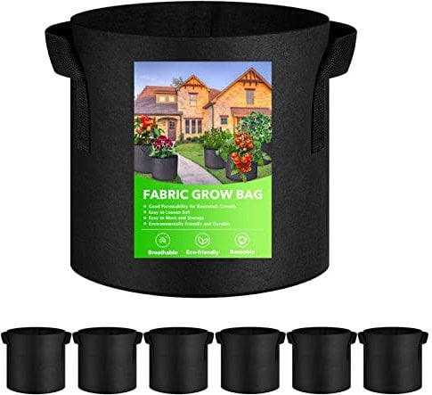 XVZ Bolsas para Plantas, 6 Unidades 10L Bolsas de Tela no Tejida para Plantas, Tomates, Fresas, Pimientos, Zanahorias - 3 Galones Negro