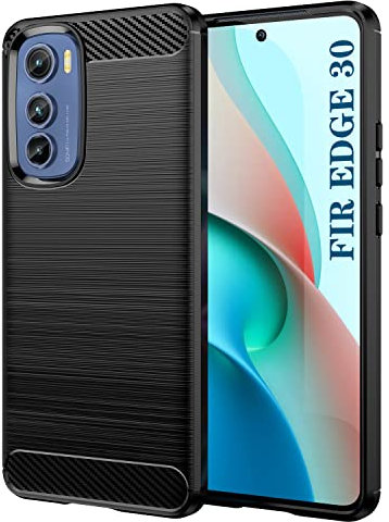 SCL Hülle für Moto Edge 30 Handyhülle Motorola Edge 30 Hülle, [Schwarz] Exquisite Serie-Carbon Design Schutzhülle mit Anti-Kratzer und Anti-Stoß Absorbtion Technologie, Geeignet für Stylus