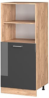 Vicco Armario para Horno Empotrado R-Line, Antracita Alto Brillo/Roble Dorado, 60 cm