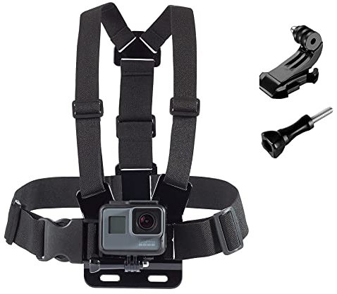 Support thoracique, sangle de poitrine réglable, matériau respirant compatible avec toutes les caméras Gopro, AKASO, DJI osmo et autres caméras d'action (noir)