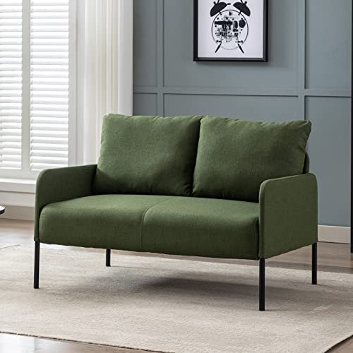 Wahson Sofa 2 Sitzer Couch mit Lehne, gepolsterter Sessel Loungesofa Stoffsofa Metallrahmen, Doppelsofa für Wohnzimmer Empfang Café 120 x 76.5 x 80 cm