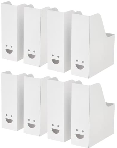 home stuff Fluns A4 Magazine File Storage Document Organizer Paper Book, Cardboard Magazine File Holder Rack Display, Binder Newspaper Holder, White (Set of 8)