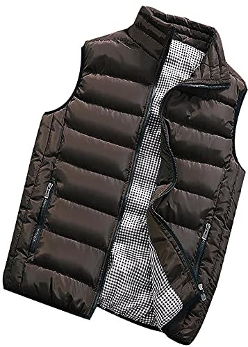 Doudoune sans Manche Homme Zippé Travail Blouson Chauffant Homme Pulls, Gilets et Sweats Homme Manteaux Veste Coupe Vent Hiver Chaude Legere Chasse Marque Pas Cher Automne Halloween Café XXL