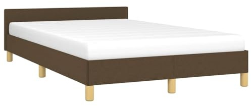 vidaXL Bettgestell mit Kopfteil, Bettrahmen mit Lattenrost, Bett Polsterbett mit Stützbeinen, Schlafzimmerbett Doppelbett, Dunkelbraun 120x200cm Stoff