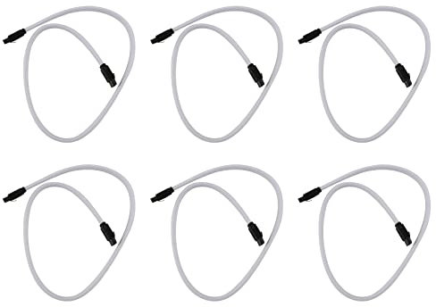 Censous 6X 50cm Sata 3.0 III Sata3 7Pin Cable de Datos Cables Ssd 6Gb/S Cable de Datos de HDD de Nylon Versión Superior (Blanco)