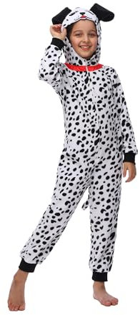 Sincere Party Dalmatiner Onesie Kostüm für Kinder,aus Vlies Fleckhund Onesie Verkleiden Kostüm X-Groß (10-12)