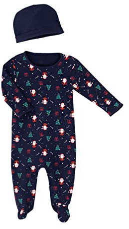 PocoPiano Christmas Body Set 2-tl + Mütze Langarm Druckknöpfe BIO Navy (74-80)