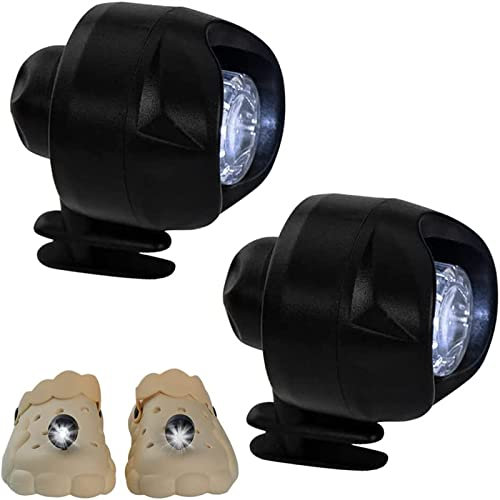 2 Faros Delanteros Para Zapatos Crocs, Faros Delanteros Impermeables IPX5 Con 3 Modos De Luces Pequeñas Para Zapatos Crocs, Luces Pequeñas Para Decoración De Zapatos Croc Para Adultos Y Niños,Negro
