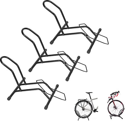 Herrselsam Professional Porte-vélos autoportants, Lot de 3 Râtelier à vélo au sol 16 à 29 pouces, Convient pour toutes les roues avant ou arrière, Idéal pour Votre Garage
