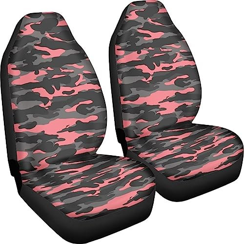 Poceacles Camouflage Muster Auto Sitzbezüge Vordersitz Kissenbezug Passt Autos SUV LKW 2 Stücke für alle Jahreszeiten Atmungsaktive Vordersitz Protector Pads