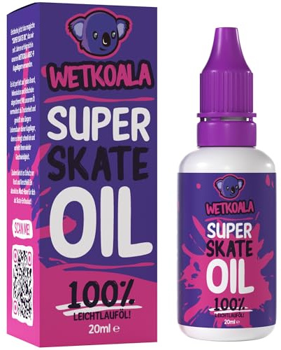 WETKOALA Olio per Cuscinetti Skate (20 ml) Super Skate Oil Olio Scorrevole per Skateboard, Pattini in Linea, Longboard, waveboard e Roller, Protegge i Cuscinetti dalla secchezza per Una Lunga Durata