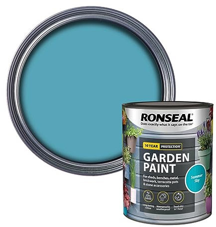 SAVING HUB Fence Paint Garden Shed Paint 750ml - Exterior Wood Paints Tin Waterproof, Weatherproof Paints - For Benches, Metal, Brickwork, Terracotta Pots, Stones Tin (Summer Sky)