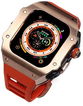 INFRI Caso di lusso+Fluorine Band per Apple Watch Ultra 49mm, Mod Kit Fluororubber Strap Cover per Iwatch Ultra, For 49mm, agata