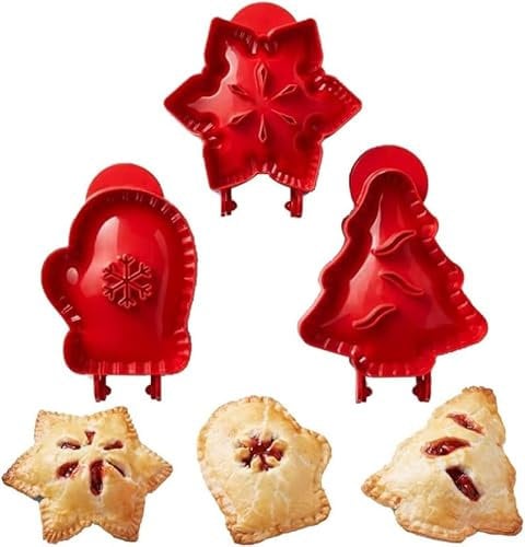 MASINIES 3 Pack Pie Moulds Christmas Cookie Moulds Hand Pie Maker Dough Press Baking Moulds Apple Pie Moulds Cake Moulds for Hollowen Thanksgiving (#2)