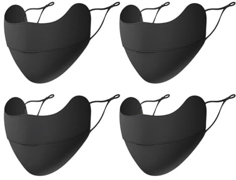 CCAIPU UV-Schutz Gesichtsmaske, Wiederverwendbar, waschbar, atmungsaktiv, Sonnenschutz, Motorrad, Radfahren, Sport, Outdoor, Schwarz/Grau, 2er Pack