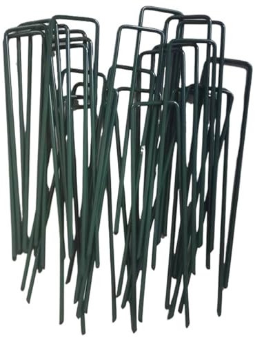 ERICAT 6pcs Green Spray Plastic Floor Nails, Lawn Nails, Turf Nails, U-shaped Nails, Floor Cloth Nails