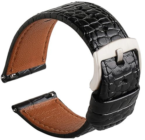 Antfly Leder Uhrenarmbänder,Armband für Uhren,Alligator Geprägte Ersatzarmbänder Armband,Ersatzarmband für Herren Damen- 20mm 22mm (22MM, Alligator Geprägte-Schwarz)