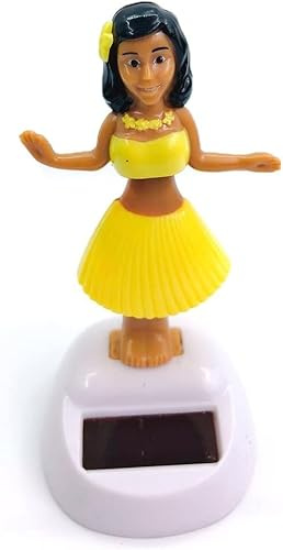 Yellow Solar Wobble Figures Hawaiian Dancer Solar Figure Wobble Figure, Solar Dance Toy, Solar Dance Hawaii Girls, Hula Dancer Figurine Decoration for Car, Desk, Windowsill, Office