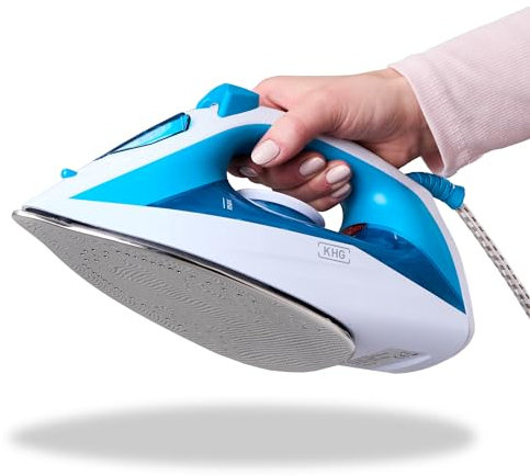 KHG Bügeleisen Dampfbügeleisen DB-1600WB, Edelstahl-Bügelsohle, Sprühfunktion, variable Dampfeinstellung, Vertikaldampf, Selbstreinigungsfunktion, 1600 W, 200 ml Wassertank