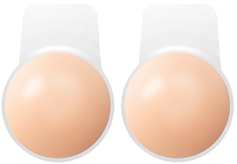 Strapless Invisible Sticky Bra - Silicone Backless Adhesive Reusable Nipple Covers for Women, Push-Up for Low-Cut Dresses