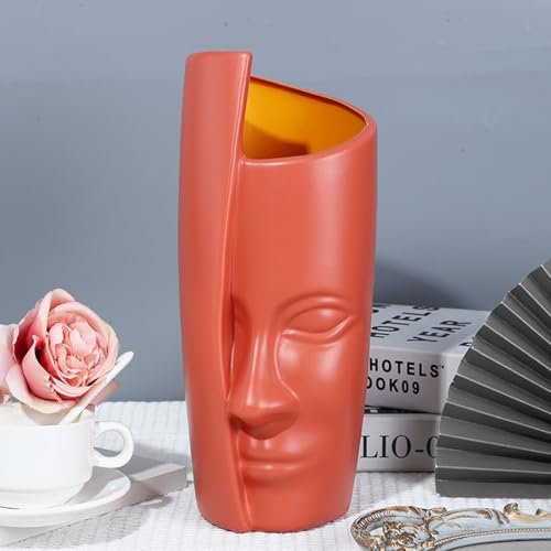 WJUHYGTF Halbes Gesicht vase, Errötendes Dekor Saftiger Topf Kunststoffe Vasen Herzstück Einer Blumenvase Mit Pflanzgefäß in Menschenform Pflanzen,Rosa
