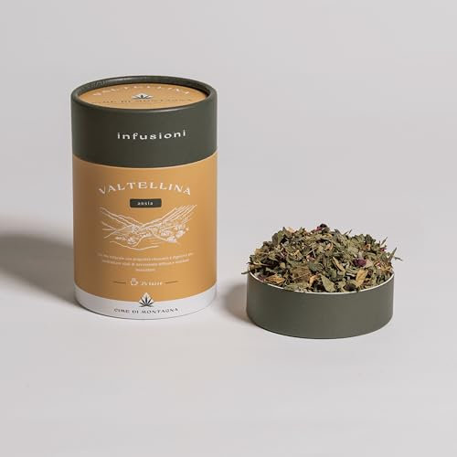 CIME DI MONTAGNA I Valtellina Tisana per l'ansia 30g I Un mix naturale rilassante che riduce nervosismo e tensione I Melissa, Lavanda, Verbena, Tiglio, Fiori d'arancio, Canapa I Ingredienti naturali