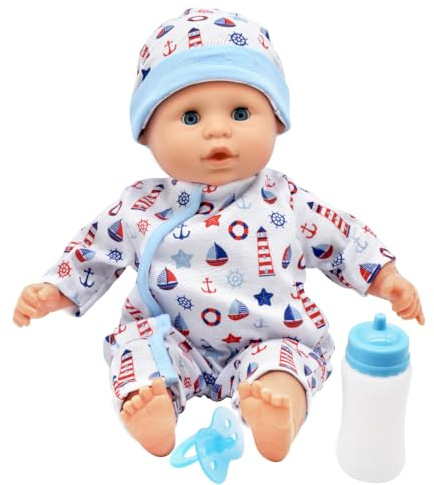 Dolls World PKN78314 Baby-Puppe mit weichem Körper und Bohne, gefülltes Brötchen für Kinder, Größe 38,1 cm