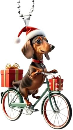 Fenteer Weihnachtsdekoration, Auto-Innenanhänger, Figuren, Fahrradanhänger, Weihnachtsbaumschmuck, Hängedekor für Zuhause