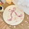 Kinderteppich Schleife Weicher Rund Pinker Bogen Waschbarer Kunstwolle Kinder Teppich Kinderzimmer Schlafzimmer Junge Mädchen Kurzflor rutschfest Teppich, 120 cm Rund