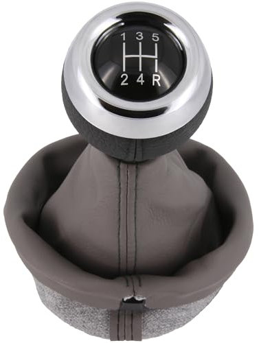 Schaltknauf + Schaltsack Set 5 Gang passend für Mini Cooper R50 R52 R53, Plug & Play, Auto Schalthebel Schaltmanschette, mit Rahmen, grau