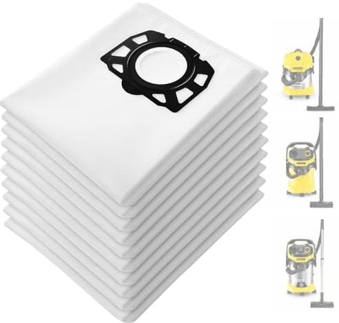 10 Pack Vacuum Cleaner Bags for Karcher WD4 WD5 WD6 MV4 MV5 MV6, Large Dust Bags, Replacement Karcher Wet and Dry Vacuum Cleaners Bags
