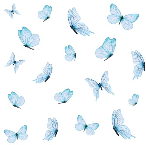 Wandaufkleber Set 18 Schmetterlinge auf 3 Din A4 Bögen Wandsticker für Kinderzimmer Wohnzimmer Deko Aufkleber Wandtattoo selbstklebend Y060 (Nr. 3 Blau)