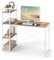 VBChome Schreibtisch mit Regal MAX Modern – 120x44x120 cm, Farbe Eiche Sonoma/Weiß, 3 Ablagefächer, Stahlgestell, Höhenverstellbare Füße, Computertisch, Homeoffice, Selbstmontage