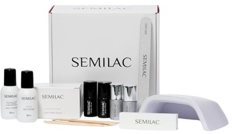 Semilac Nail It All – UV-Nagellack Starter Set mit LED-Lampe, Farben 002 & 467, Base & Top Coat – Komplettset mit Zubehör für Einsteiger – Langanhaltende Maniküre bis zu 21 Tage