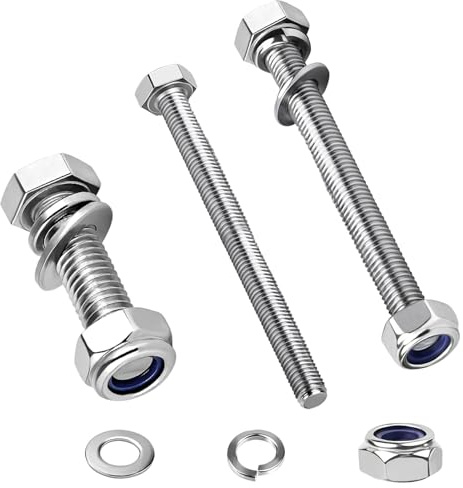 20 Pièces Boulons à Tête Hexagonale, Boulon Inox M8x35mm, DIN 933 Jeu de Vis avec Écrous Rondelles, Kit Visserie Boulonnerie, Vis et Boulon pour Meubles, Auto, Vélos, Bateaux, Impression 3D, Moto