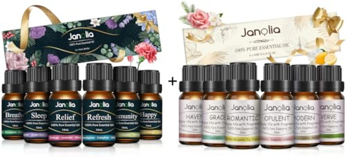 Janolia Ätherische Öle für Diffuser, Naturrein Aroma Duftöle Geschenkset, Ideal Essential Oils für Zuhause, Büro, Spa